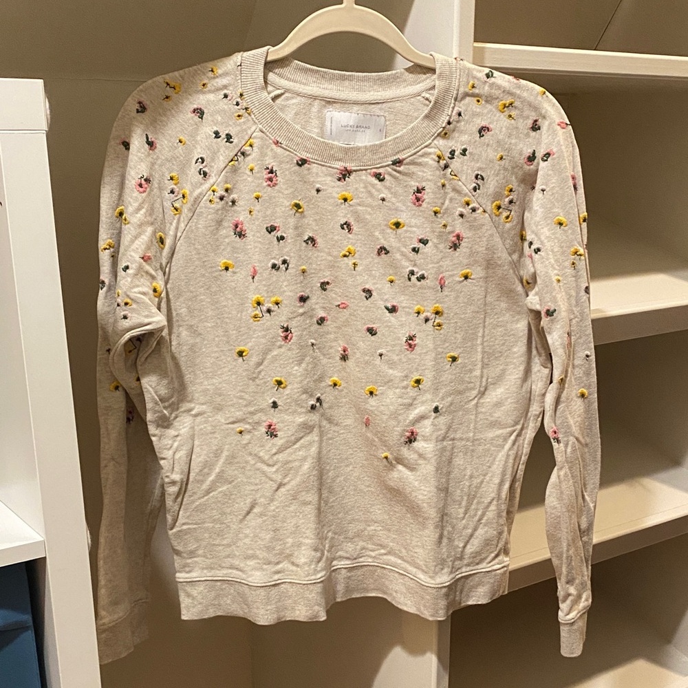 Lucky Brand Floral Sweatshirt - Cream, Pink, Yellow